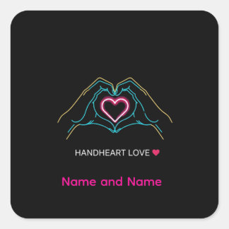 Luxe Realistisch Paar Houden Handen Gouden Ring Aa Vierkante Sticker