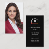 Luxe Realtor Portret Zijde Stijl Visitekaartjes (Voorkant / Achterkant)