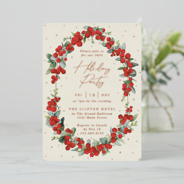Luxe Red Berry + Eucalyptus Holiday Party Folie Uitnodiging