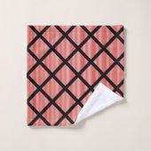 LUXE RED BLACK STRIPE GRID BATH TOWEL SET BAD HANDDOEK (Wasdoekje)