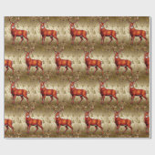 Luxe Red Deer Moose Gold Snow Merry Xmas Pattern Cadeaupapier (Vlak)