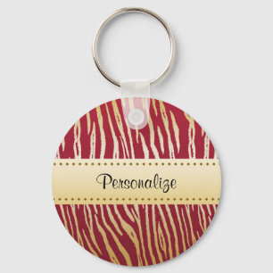 Luxe Red en Gold Tijger afdrukken op naam Sleutelhanger
