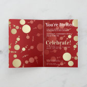 Luxe Red Gold 50th Birthday Party Folded (Binnen)