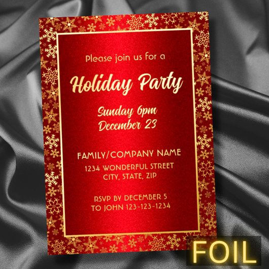 Luxe Red Gold Creëer Uw Elegant Script Folie Uitnodiging