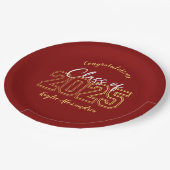 Luxe Red & Gold Graduation Party Borden Papieren Bordje (Gekanteld)