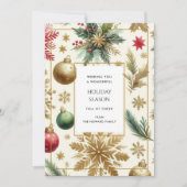 Luxe Red Green Gold Snowflake Holiday Kaart (Voorkant)