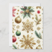 Luxe Red Green Gold Snowflake Holiday Kaart (Achterkant)