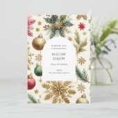 Luxe Red Green Gold Snowflake Holiday Kaart (Staand voorkant)