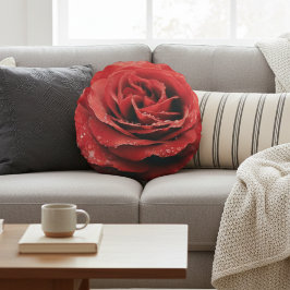 Luxe Red Rose Rond Sierkussen Kussen