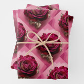 Luxe Red Rose Wrapping Paper Set (In situ)