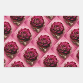 Luxe Red Rose Wrapping Paper Set