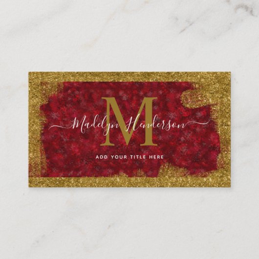 Luxe Red Ruby Gold Brush Social Media Visitekaartje (Voorkant)