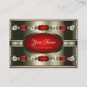 Luxe Red Shimmery Metalen Optiek met Strass Visitekaartje (Voorkant)