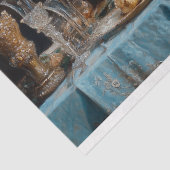 Luxe Regal Lion Blue Floral Dinner Decoupage Tissuepapier (Detail)