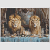Luxe Regal Lion Blue Floral Dinner Decoupage Tissuepapier (Voorkant)