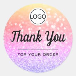 Luxe Regenboog Glitter Elegant Eenvoudig Dank Je Ronde Sticker