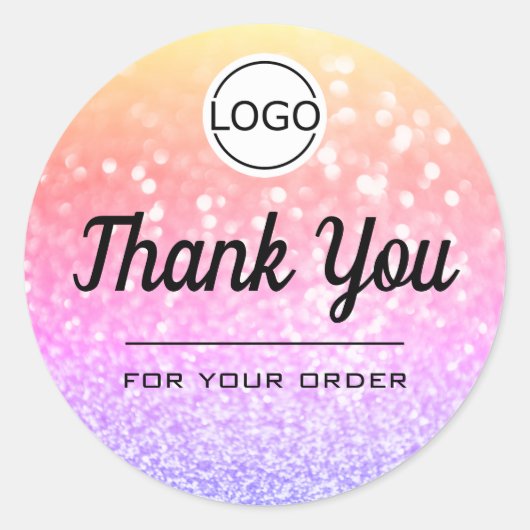 Luxe Regenboog Glitter Elegant Eenvoudig Dank Je Ronde Sticker (Voorkant)