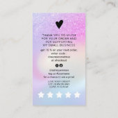 Luxe Regenboog Glitter Ombre Holografisch Dank u Visitekaartje (Achterkant)