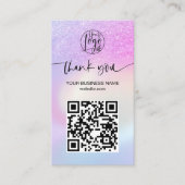 Luxe Regenboog Glitter Ombre Holografisch Dank u Visitekaartje (Voorkant)