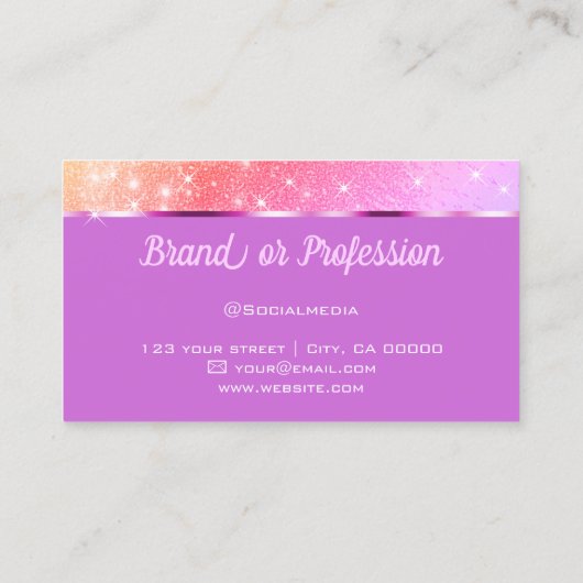 Luxe Regenboog Glitter Zand Sprankelende Sterren C Visitekaartje (Achterkant)