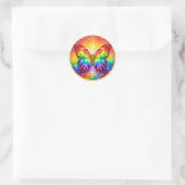 Luxe Regenboog Vlinder Cirkel Ronde Sticker (Tas)