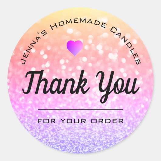 Luxe regenbooglitter Elegant Eenvoudig Dank je Ronde Sticker (Voorkant)