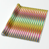 Luxe regenboogstrips op gouden achtergrond cadeaupapier (Uitgerold)