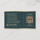 Luxe Reisconsulent Crest Donker Teal Visitekaartje (Achterkant)