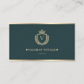 Luxe Reisconsulent Crest Donker Teal Visitekaartje (Voorkant)