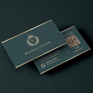 Luxe Reisconsulent Crest Donker Teal Visitekaartje