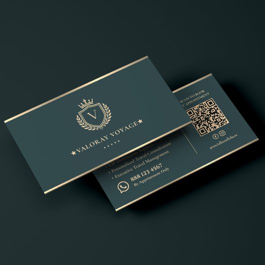 Luxe Reisconsulent Crest Donker Teal Visitekaartje