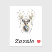 Luxe rendier Sticker met versierde gewei (Vel)
