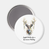 Luxe rendier, vrolijke wensen voor een vakantie magneet (Voorkant / Achterkant)