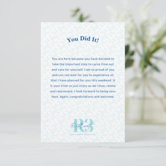 Luxe Retreat Corporate Event gepersonaliseerd Bedankkaart (Staand voorkant)