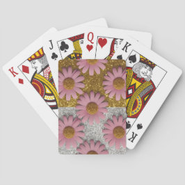 Luxe Retro 70s Roze Daisies Card Deck Pokerkaarten
