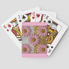 Luxe Retro 70s Roze Daisies Card Deck Pokerkaarten