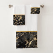 LUXE RETRO MARBLE BLACK GOLD BATHROOM SET BAD HANDDOEK (Insitu)