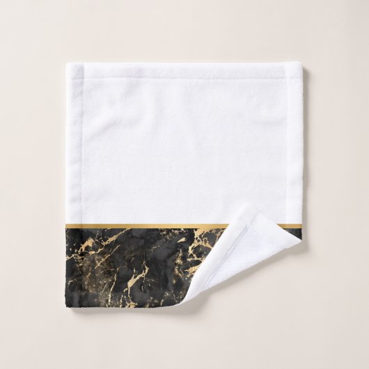 LUXE RETRO MARBLE BLACK GOLD BATHROOM SET BAD HANDDOEK (Wasdoekje)