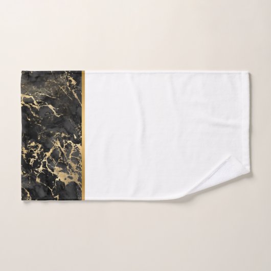 LUXE RETRO MARBLE BLACK GOLD BATHROOM SET BAD HANDDOEK (Handdoek)