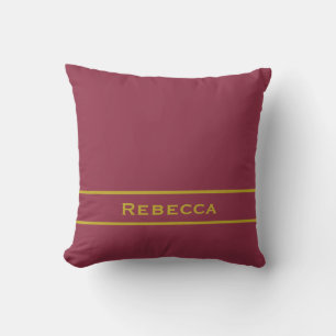 Luxe Retro Rood Effenkleurige Vlakke Monogram Kussen