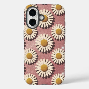 Luxe Retro White Daisies iPhone 16 Hoesje