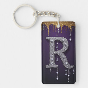 Luxe Rhinestone R Letter Met Diamanten, Parels A Sleutelhanger