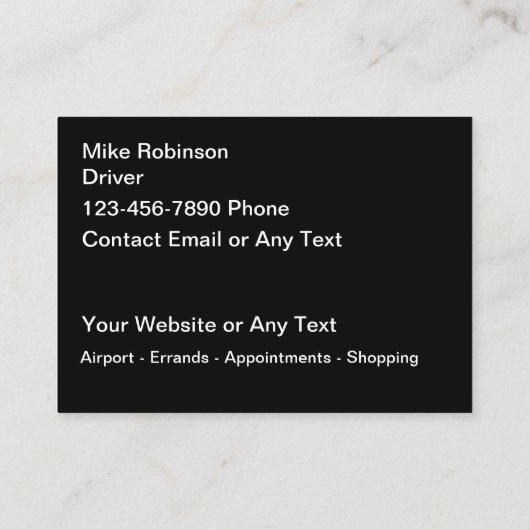 Luxe Ride Hailing Taxi Car Service Visitekaartje (Achterkant)