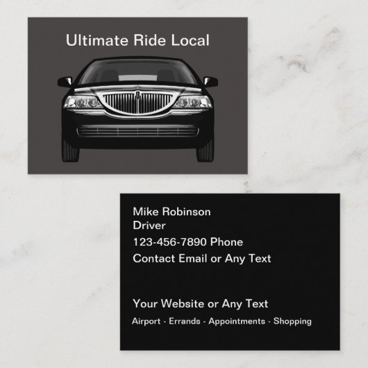 Luxe Ride Hailing Taxi Car Service Visitekaartje (Voorkant / Achterkant)