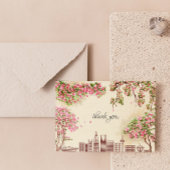 Luxe Riyadh Skyline Bougainvillea Bruiloft Bedanke Kaart