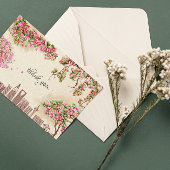 Luxe Riyadh Skyline Bougainvillea Bruiloft Bedanke Kaart