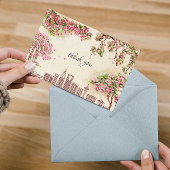 Luxe Riyadh Skyline Bougainvillea Bruiloft Bedanke Kaart