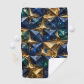 Luxe Robijn Blauwe Goud Marmer Geometrisch Golfhanddoek (Insitu)
