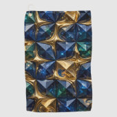 Luxe Robijn Blauwe Goud Marmer Geometrisch Golfhanddoek (Voorkant)