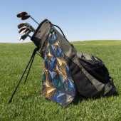 Luxe Robijn Blauwe Goud Marmer Geometrisch Golfhanddoek (Groen)